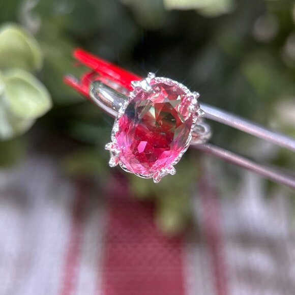 Watermelon Colored Stone Rin - Picture 2 of 9